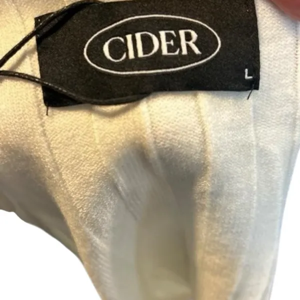 CIDER White One Shoulder Ribbed Crop Top L - Image 3