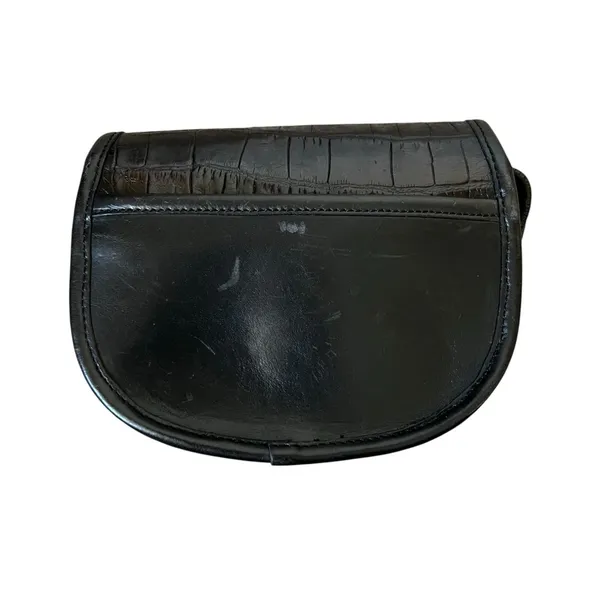 Brighton Vintage Black Leather Croc Embossed Sun Medallion Crossbody Bag Small - Image 12