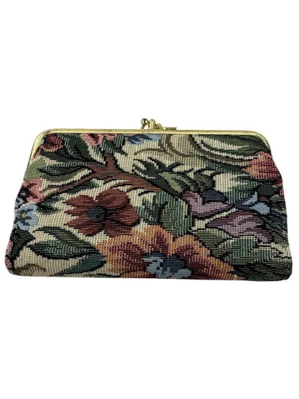 *Vintage Floral Tapestry Wallet Kisslock Bi-Fold Credit Card Check Book - Image 2