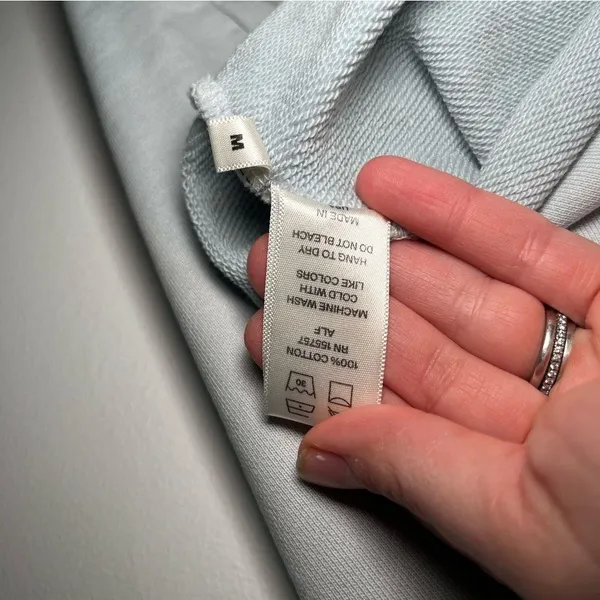 Madhappy cropped blue grey sweatshirt hoodie Raw hem Stiching medium - Image 7