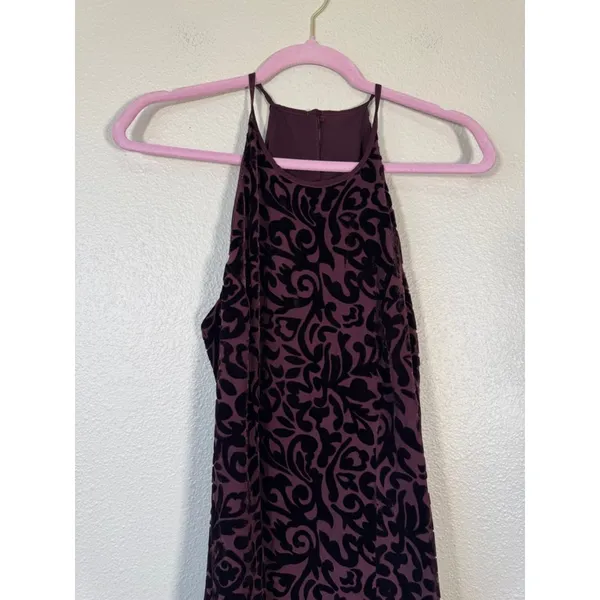 Vintage 90s Purple Velvet Burnout Halter Mini Dress Womens M Y2K Goth Grunge - Image 9