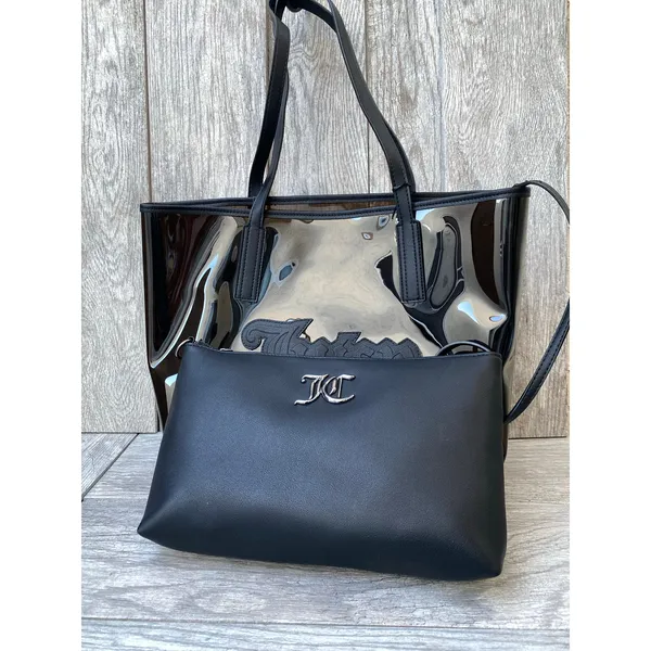 Juicy Couture Bag | Gelato Glossy Black Tote Set | PVC with Pouch - Image 5