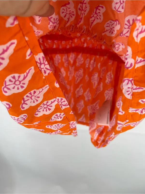 J.Crew Orange Pink Printed Smocked Cami Top Size 8 - Image 5