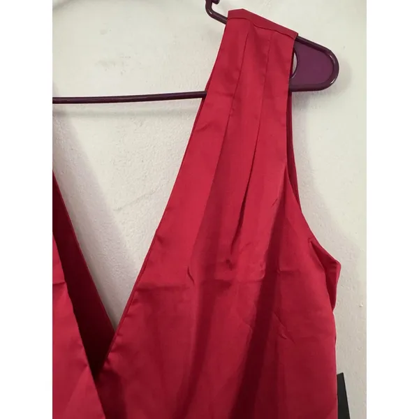NWT Lulus Prize Winning Red Satin Faux Wrap Bodysuit Size Small - Image 6