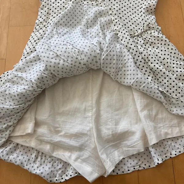Princess Polly Shantelle white polka dot asymmetric romper - Image 4