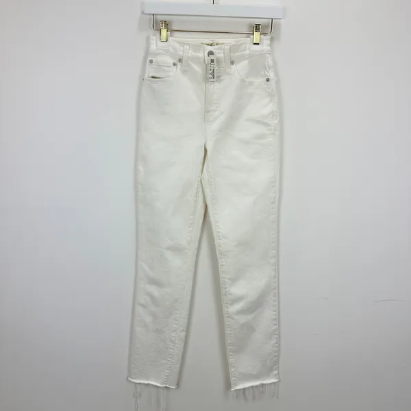 Madewell The Perfect Vintage Jean Tile White High Rise Classic Raw Hem US 23 NWT - Image 7