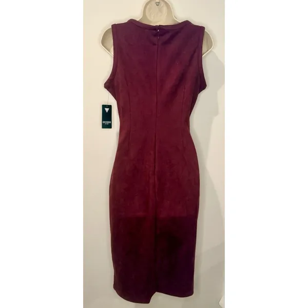 Guess Stretch Faux Suede Cut-Out Bodycon Dress Wine Red Size 6 NWT!! - Image 3