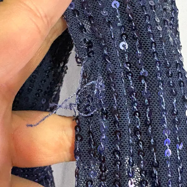 Navy Blue Sequin Wrap V-Neck Long Sleeve Lace Trim Cocktail Dress Evening Party - Image 9