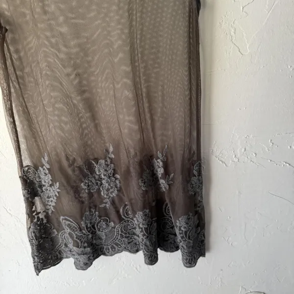 Banana Republic Tank Top XS‎ Sheer Mesh Embroidered Floral Lace Fiary Grunge - Image 3