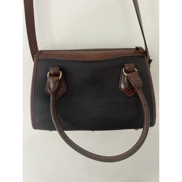 Dooney &Bourke Vintage Brown And Black All Weather Leather Sat Hel Crossbody Bag - Image 13