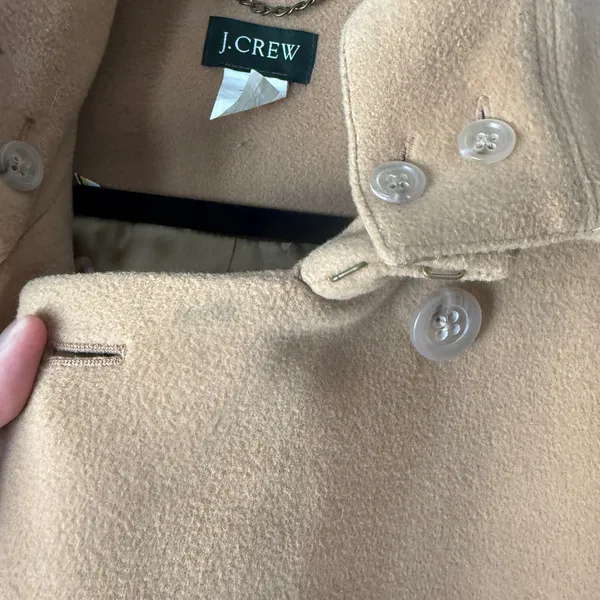 J Crew Double Breasted Wool Blend Coat Camel Size 14‎ Preppy Academia Old Money - Image 5