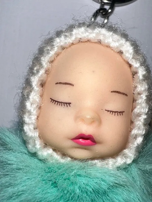 Baby doll puff ball keychain. - Image 2