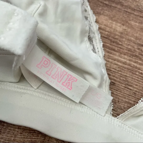 Victoria's Secret Pink White Lace Bralette Size Large - Image 3