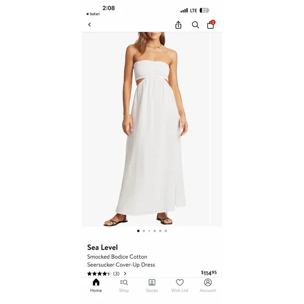 Sea Level Smocked Bodice Cotton Seersucker Cover-Up Dress Sz M NWOT NEW $115 - Image 5
