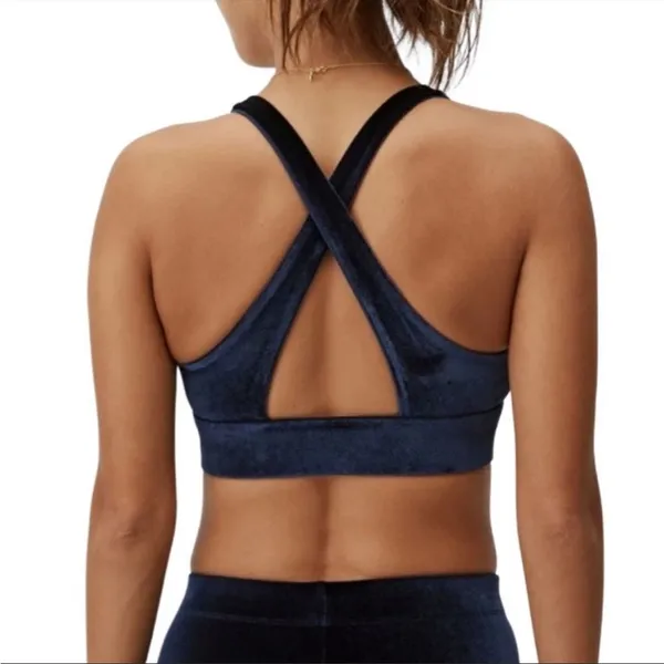 Fabletics Oasis Twist Velour Navy Bra Medium - Image 2