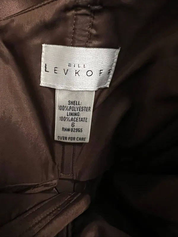 Bill Levkoff Chocolate Brown Satin Strapless Fit Flare Midi Dress Ivory Sash 6 - Image 6