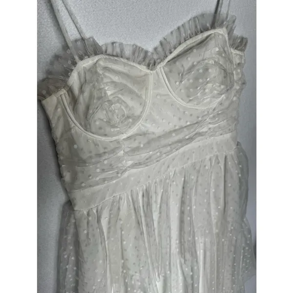 Lulus 2010s Ivory Swiss Dot Mesh Bustier Tiered Dress Medium - Image 5
