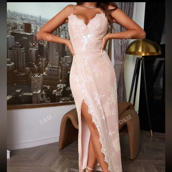 D & M Sequin Cami Dress Pink - Image 3