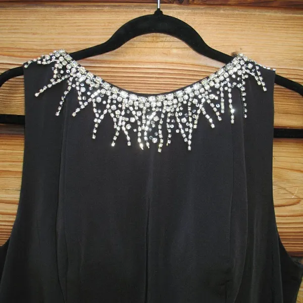 Mac Duggal 26516 Sleeveless Rhinestone Collar Column Gown Black 16 - Image 9