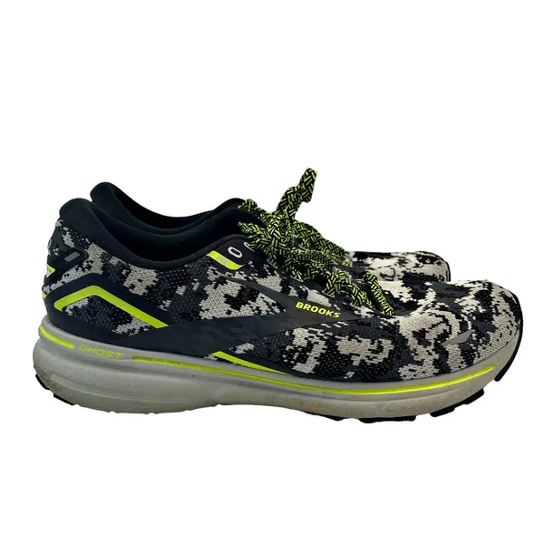 Brooks Ghost 15 Running Shoes Bl/Wh Neon Green Camo 1203801B029 SZ 12 Med B - Image 4