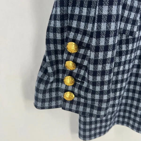 Cabi Checkup Blazer Jacket Womens Medium Navy‎ Blue Gingham Check Stretch Formal - Image 4