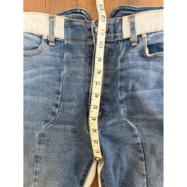 Revice Denim Venus Heart Jeans Two Tone High Rise Straight Leg Blue Cream 27 - Image 6