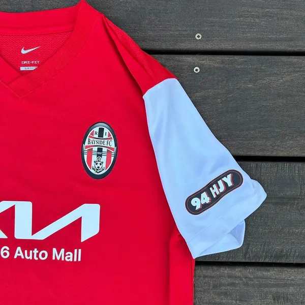 Red Nike Kia Route 6 Auto Mall Soccer Jersey - Image 3
