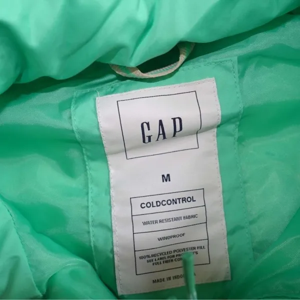GAP ColdControl Windproof Puffer Vest Mint Green Medium Lightweight Quilted - Image 6