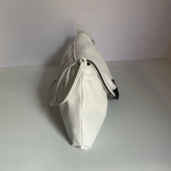 Vintage Aspects White Faux Leather Shoulder Bag Ruched Flap Y2K 90s Style - Image 10