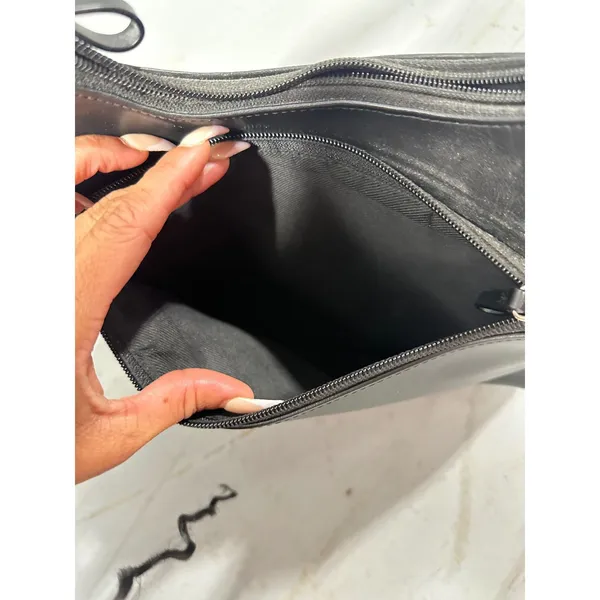 90s Chic Nine West Black Leather Hobo Minimalist Shoulder Bag - Image 6