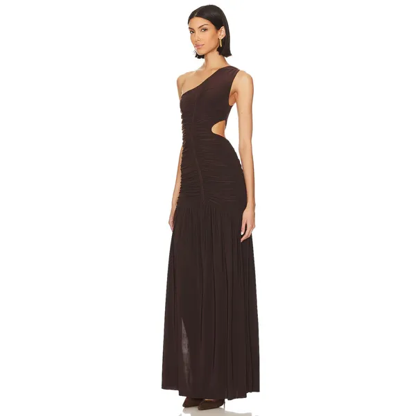 MISA Los Angeles Samsara Cutout Dress Brown ruched Maxi dress Size Small NWT - Image 2
