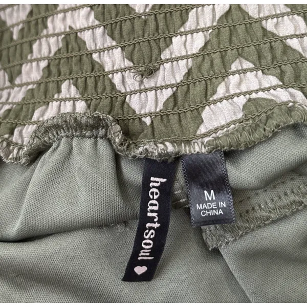 Heart Soul Wide Leg Sheer Chiffon Pants Size Medium Chevron Green Striped Flowy - Image 5