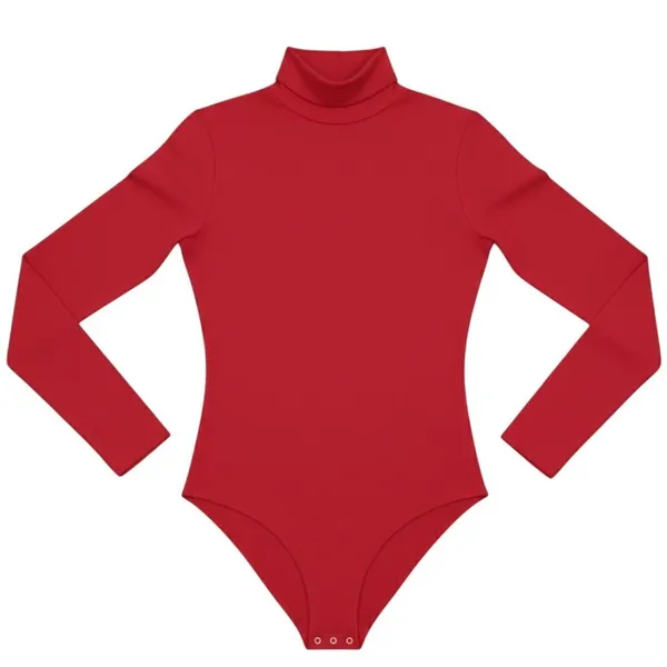 Body Wrappers Adult S Red Turtleneck Leotard Cheer Snap Crotch Zip Back - Image 2