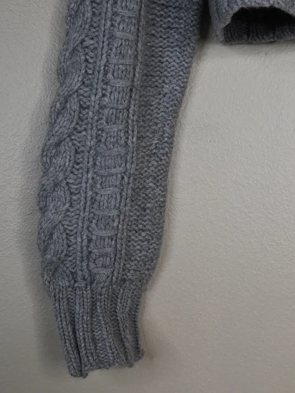 Design History Women's L Pure Cashmere Gray Cable-Knit Cropped Cardigan - Image 8