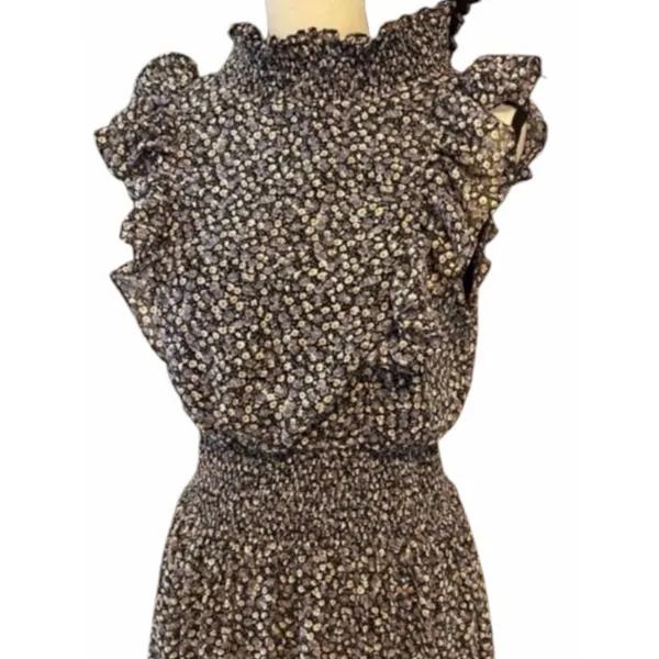 NWT Lulus Women’s Evalina Black Floral Print Mock Neck Midi Dress Size Small - Image 8
