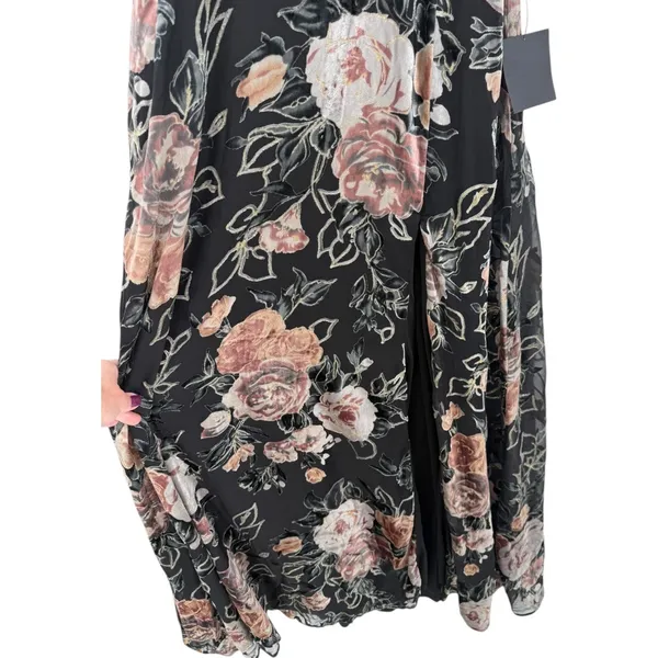 NWT Lulus Floral Velvet Burnout Maxi Dress Black Tie Back V Neck Size‎ XS Fairy - Image 11