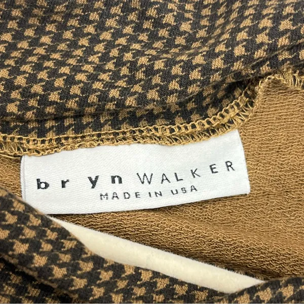 Bryn Walker Top Large Brown Houndstooth Jersey Knit Boat Neck Oversized‎ Tunic - Image 2