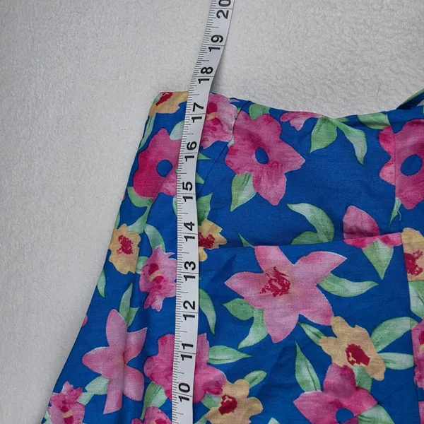 Lulus NWT One Shoulder Floral Mini Dress Blue Pink Yellow EDX1158 Large - Image 7