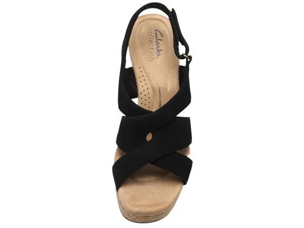 NWT Clarks Nerisa Grace Wedge Cork Sandal 26187243 Black Nubuck 8.5M - Image 3