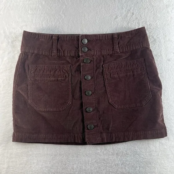 We The Free People‎ Sz 27 Joanie Cord Mini Skirt Brown Low Rise Coquette Boho - Image 4
