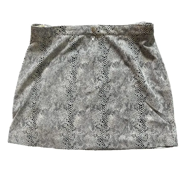 Hem & Thread Mini Skirt NWT Faux Snake SZ LG Lined Accent Side Zipper & Buckles - Image 2