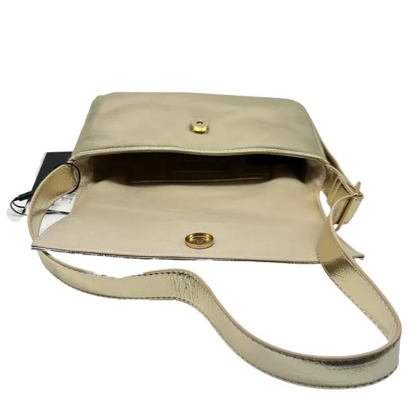 NICOLE‎ MILLER Vegan Leather Metallic Gold Evening Bag Purse Handbag NEW - Image 14