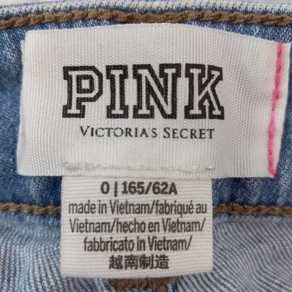 VS PiNK 0 27 Shorty Destroyed Light Wash Denim Raw Hem Jeans Shorts - Image 6