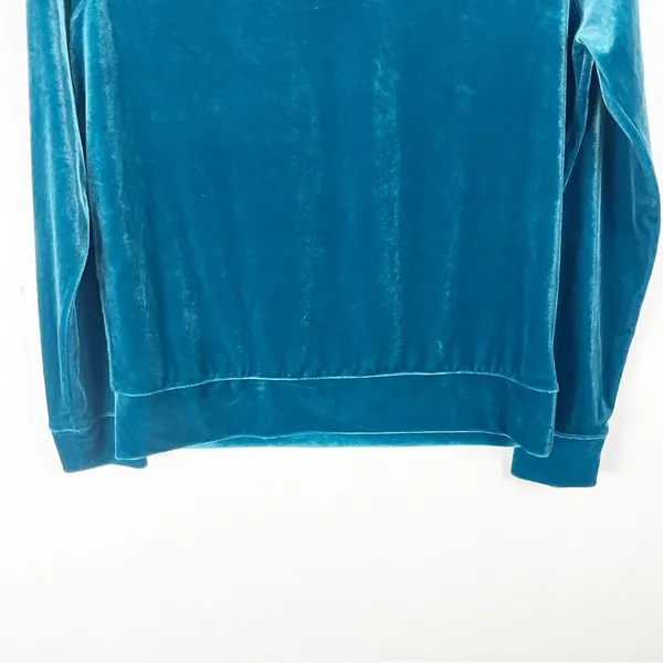 AERIE Teal Long Sleeves Cozy Soft Velvet Velour Top Size Medium Casual Neutral - Image 9
