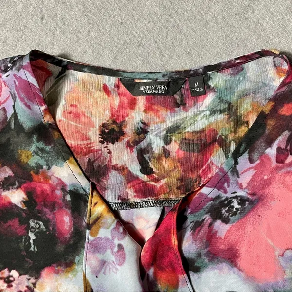 Simply Vera Vera Wang Sleeveless Floral Blouse Women’s Medium Career Top - Image 4