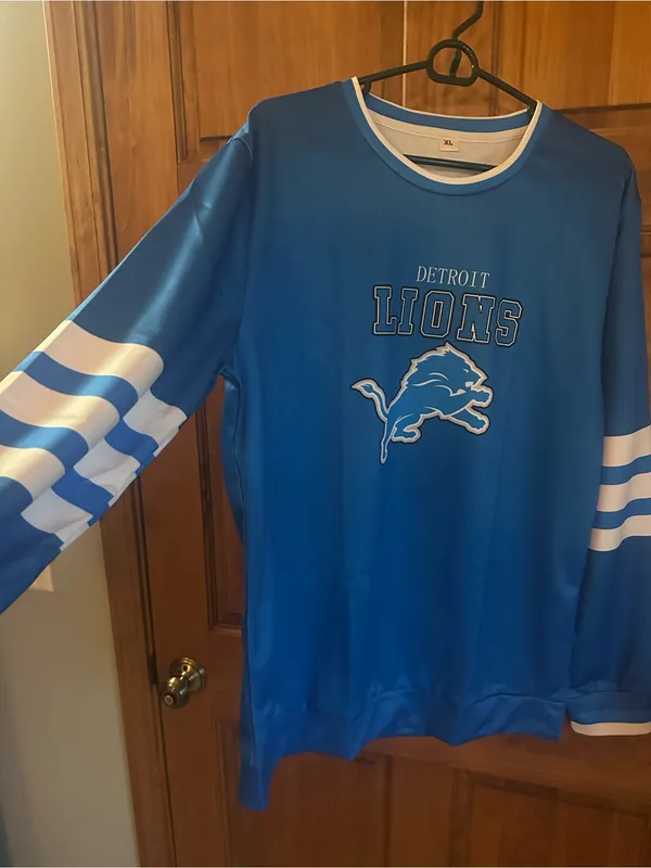 Detroit Lions Long Sleeve Crewneck Sweatshirt - Blue Size XL - Image 2