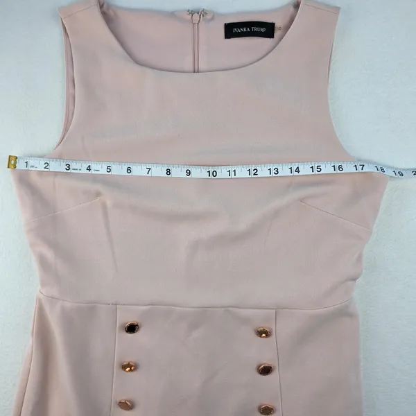 Ivanka Trump Women Blush Pink Sleeveless Fit & Flare Dress Rose Gold Buttons 10 - Image 9