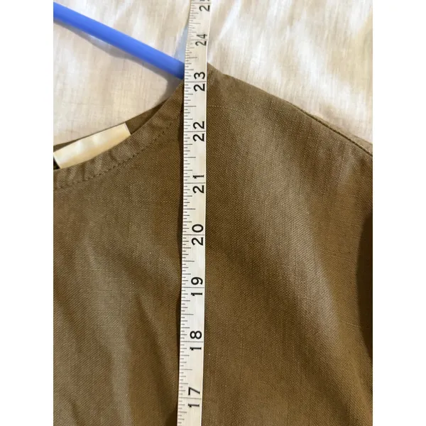 Dries Van Noten Blouse Top Womens 6 Olive Green Cotton Linen Zip Back Darted - Image 8
