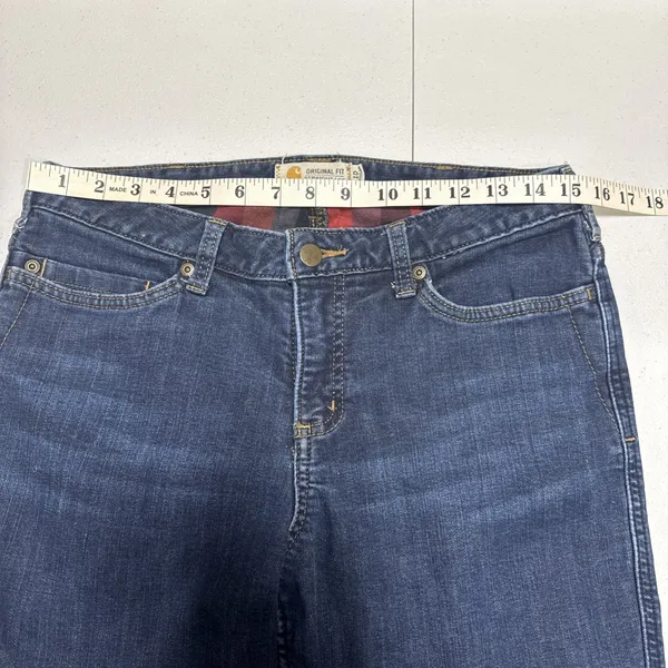 Carhartt Women’s Jeans Flannel Lined Straight Original Fit Size 10 Blue Denim - Image 11