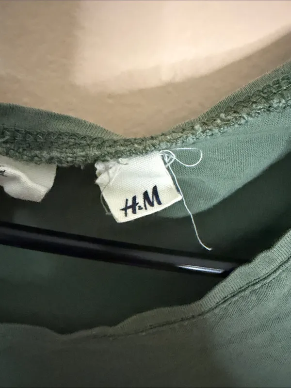 H&M Olive Green Scoop Neck Short Sleeve Tee - Image 3